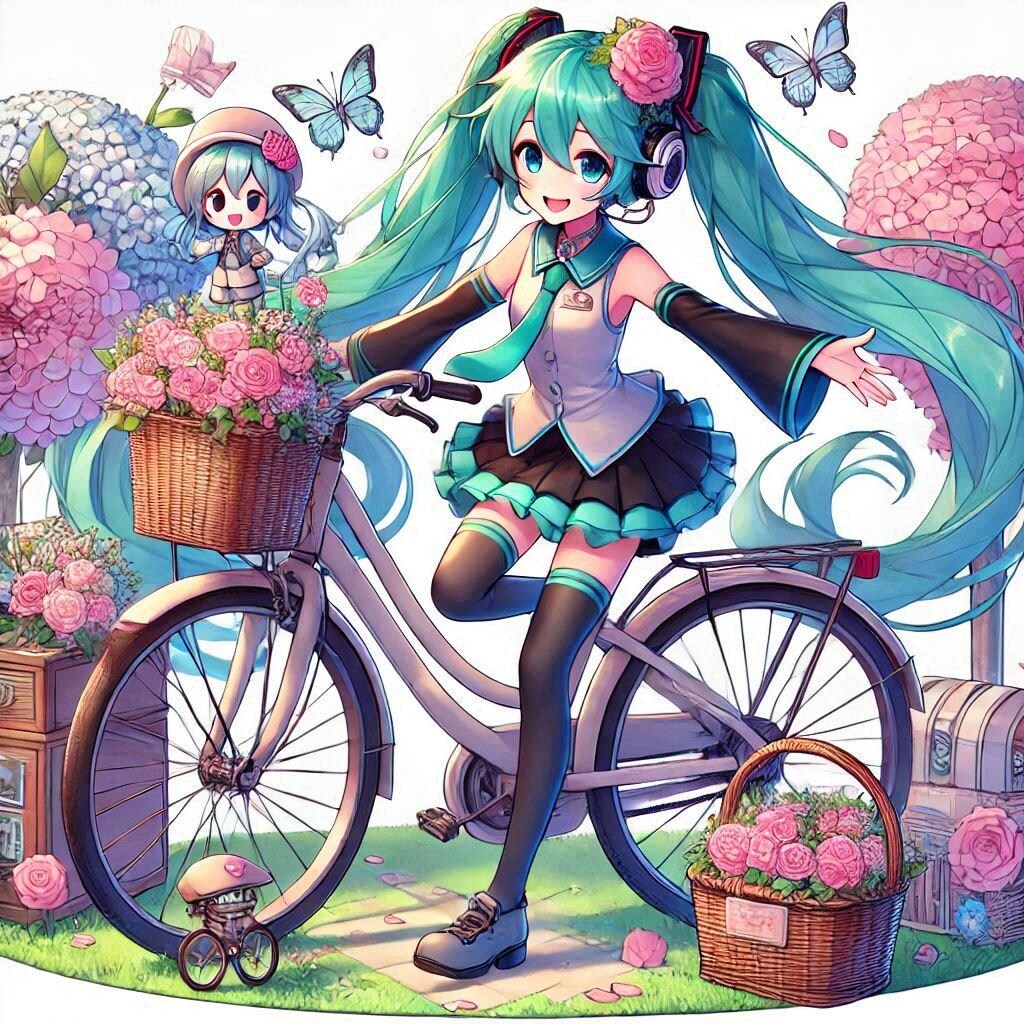 初音ミクと自転車