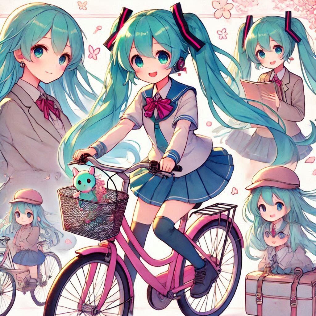 初音ミクと自転車
