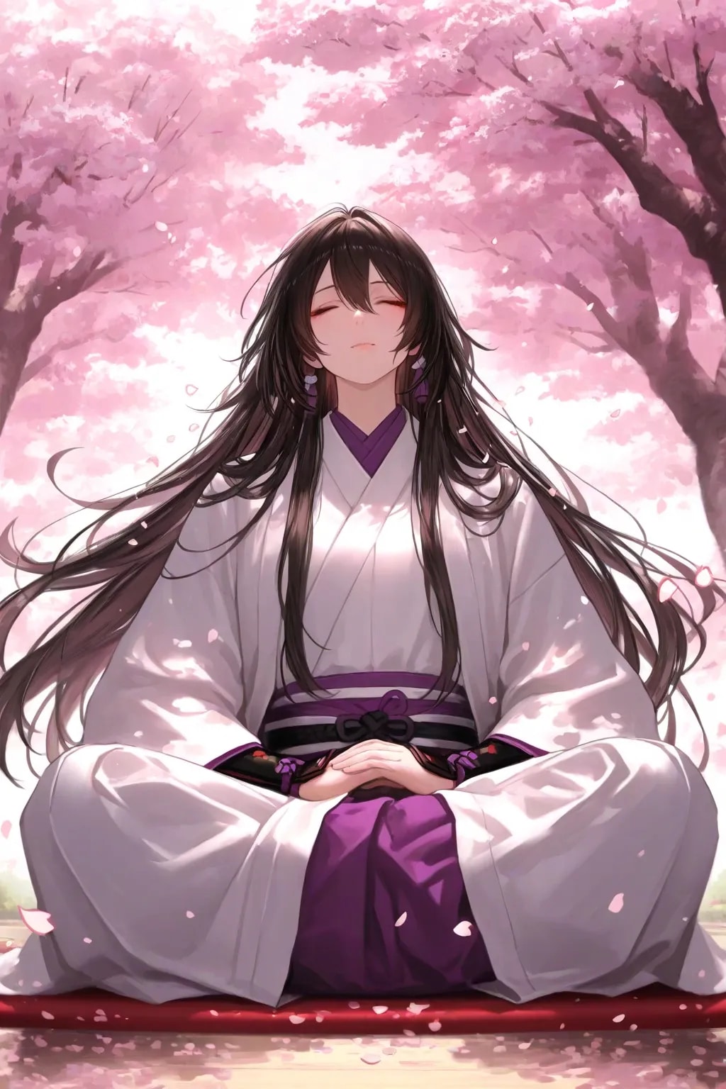 桜の木の下で瞑想