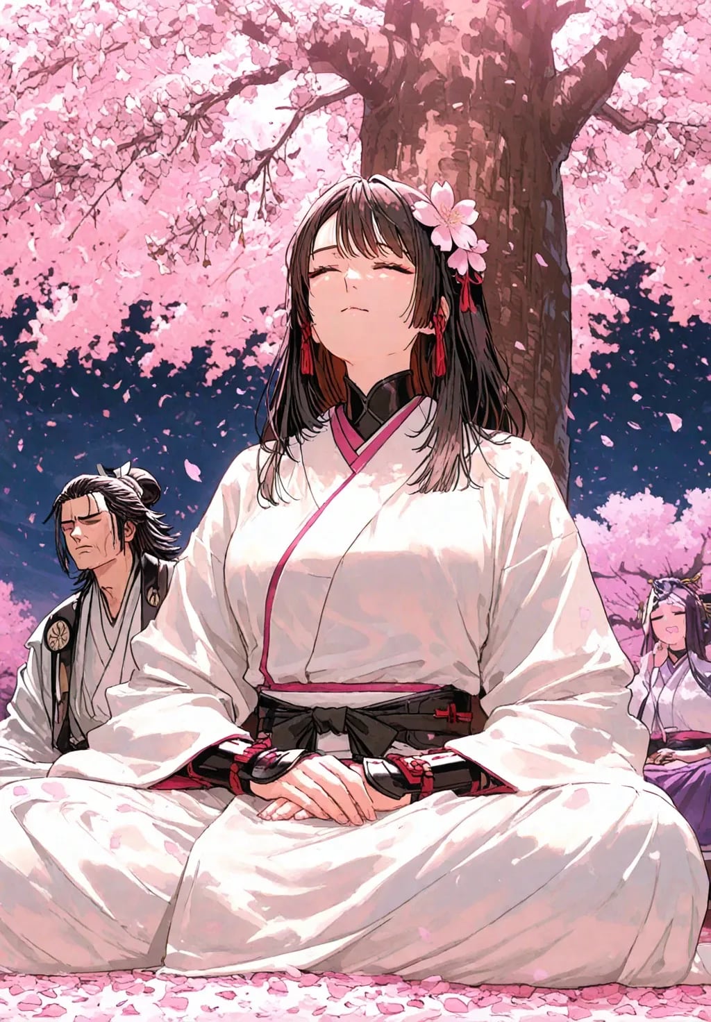 桜の木の下で瞑想