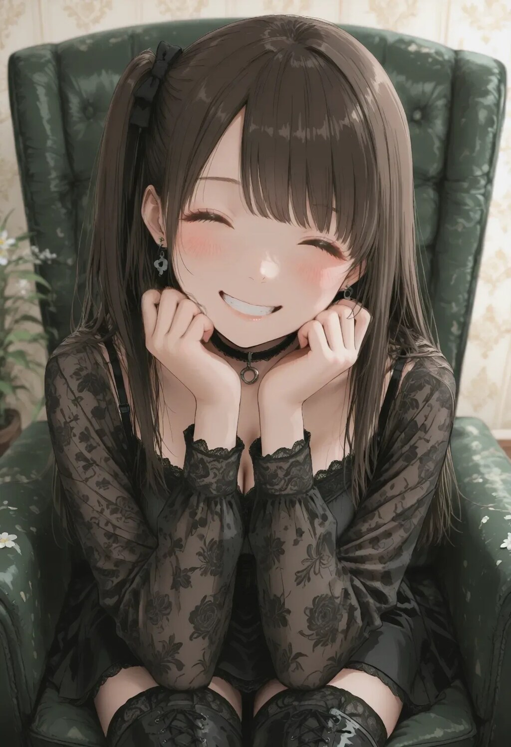 地雷系ファッションの黒コーデ女子