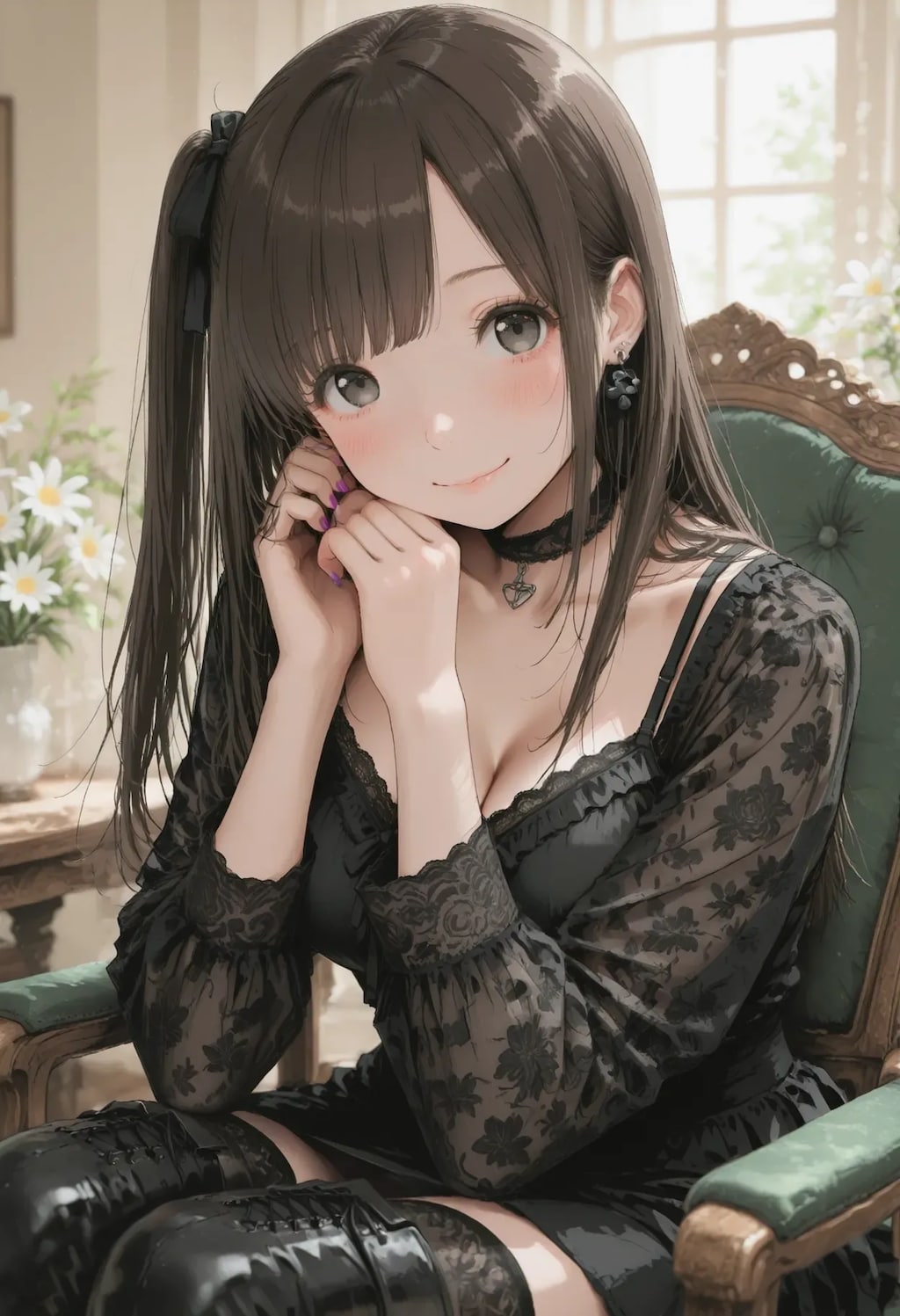 地雷系ファッションの黒コーデ女子