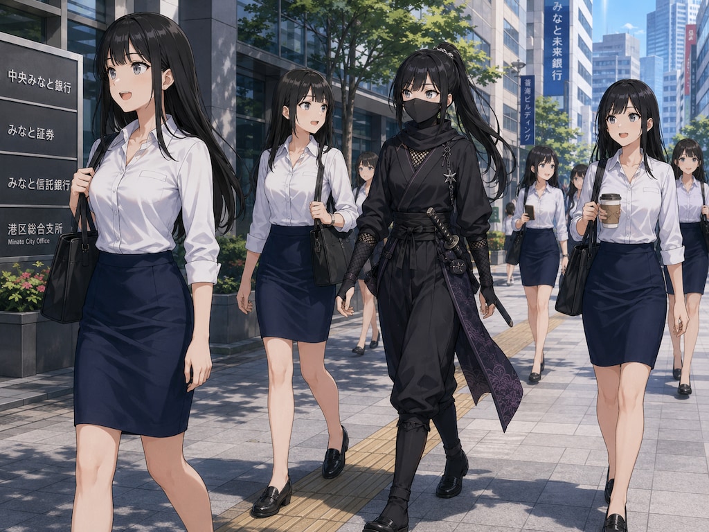 都会を歩く女忍者 - パラレルワールド