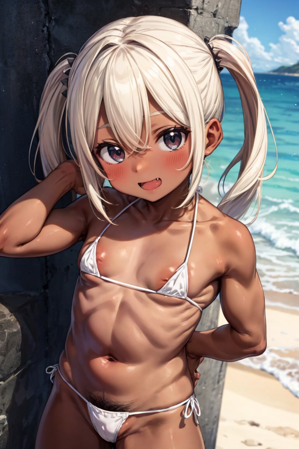 褐色剛毛筋肉貧乳デカ乳輪陥没乳首ちゃん（金）