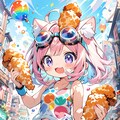 唐揚げとピンク髪ちゃん 2枚目