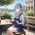 カフェで読書 2枚目