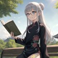 日課の朝読書をチャイナ服で 3枚目
