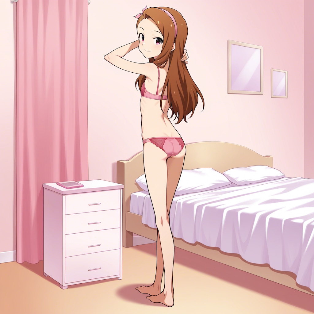 水瀬伊織【下着 立ち振り向き&しゃがみポーズ】