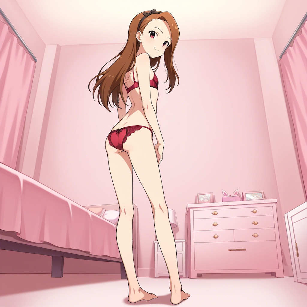 水瀬伊織【下着 立ち振り向き&しゃがみポーズ】