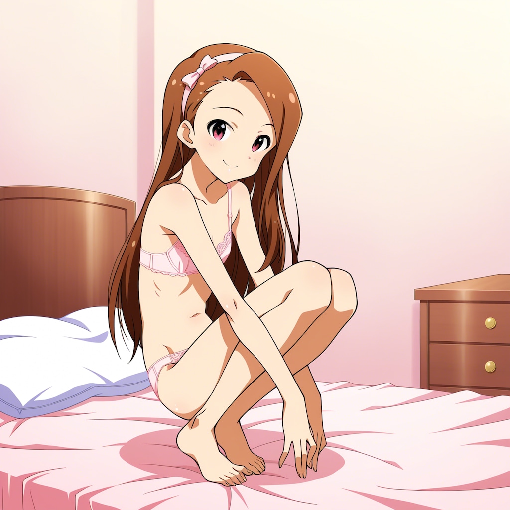水瀬伊織【下着 立ち振り向き&しゃがみポーズ】