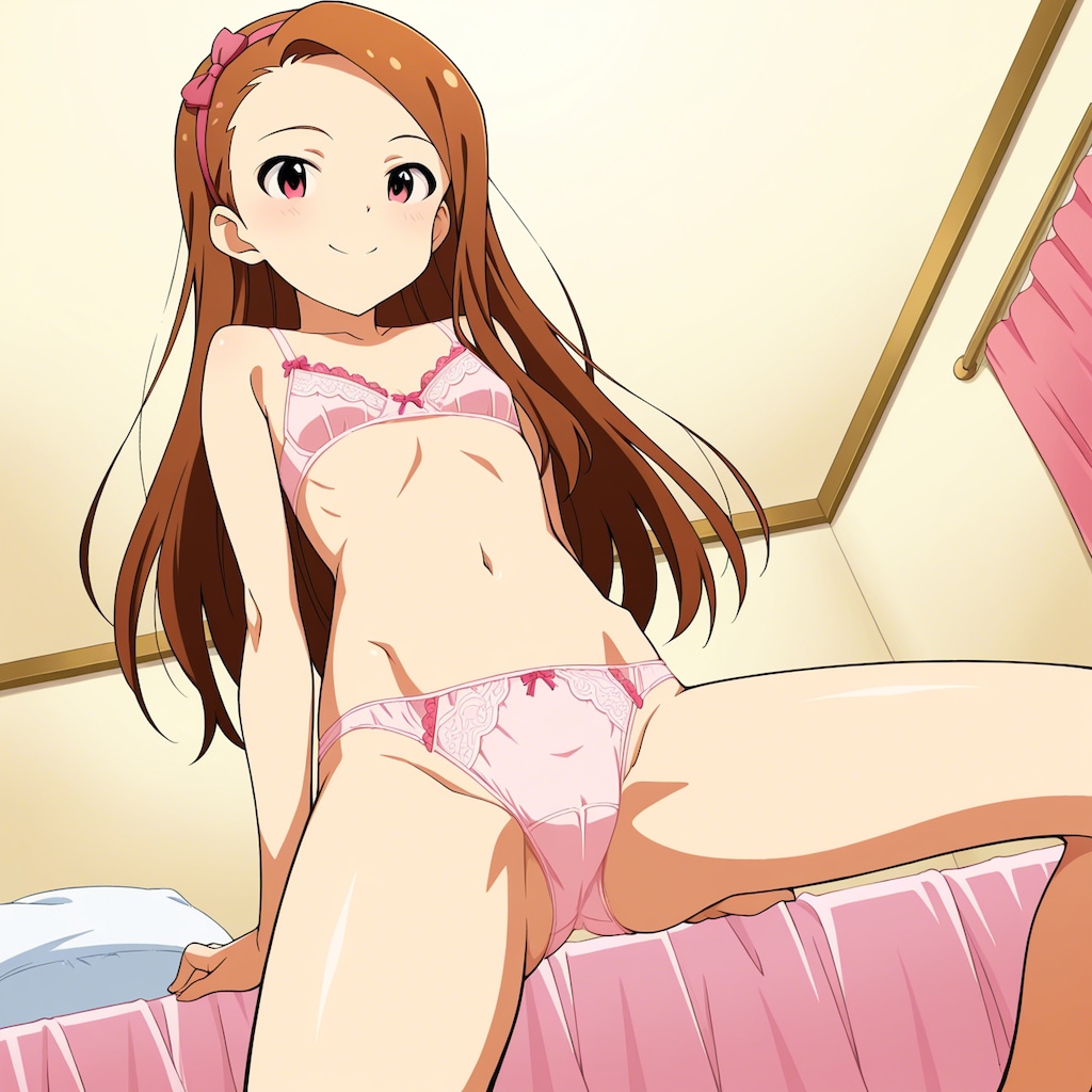 水瀬伊織【下着 立ち振り向き&しゃがみポーズ】
