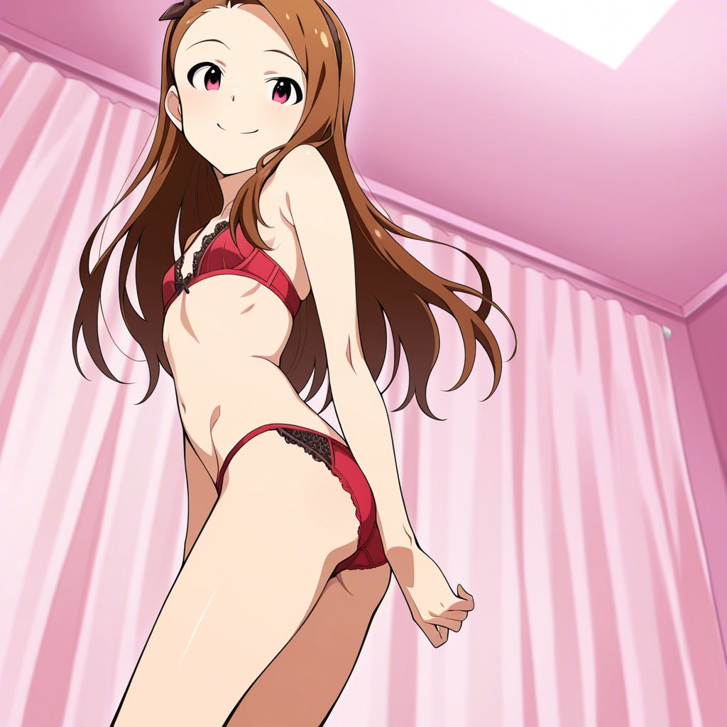 水瀬伊織【下着 立ち振り向き&しゃがみポーズ】