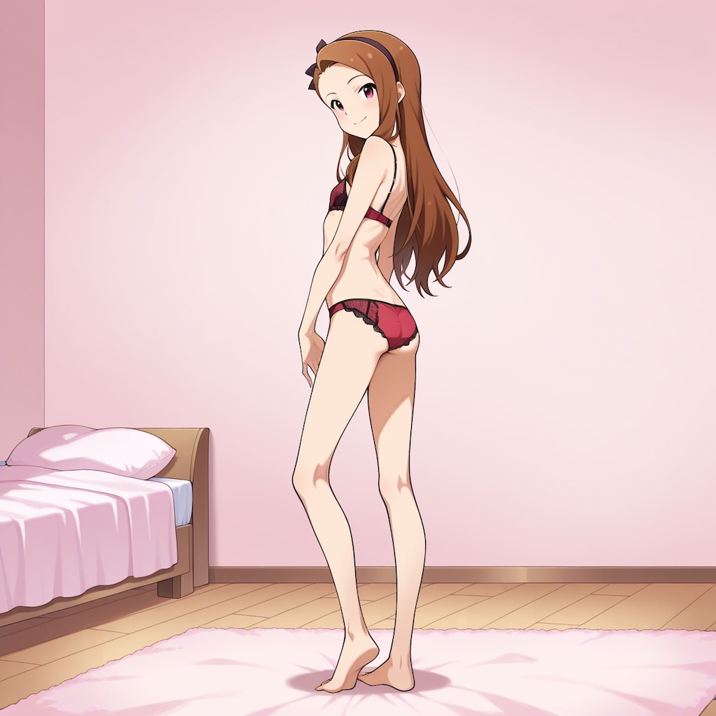 水瀬伊織【下着 立ち振り向き&しゃがみポーズ】
