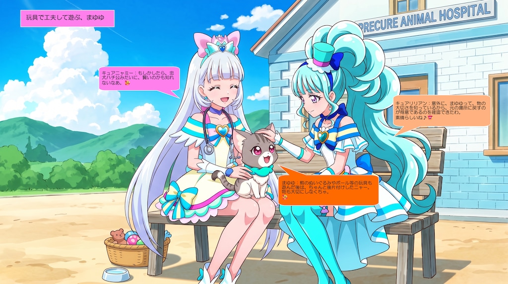 ニャミー院長とリリアン、まゆゆを可愛がる