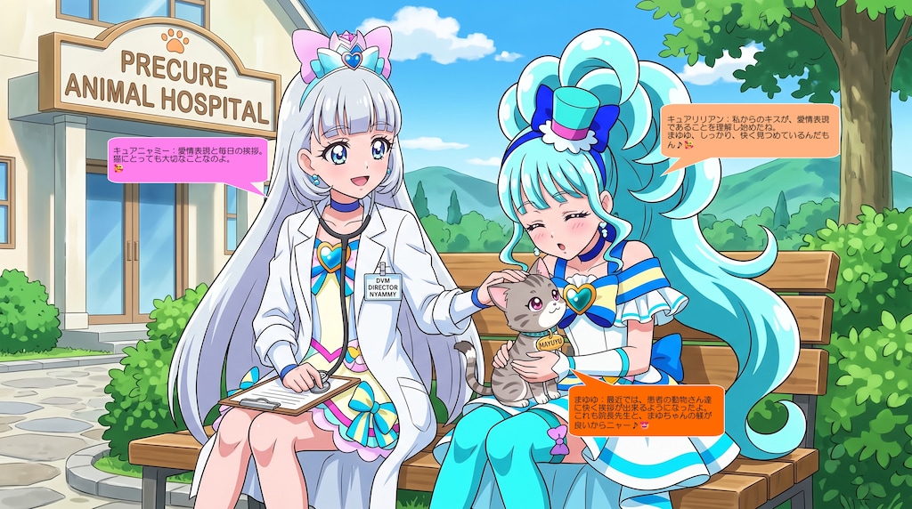 ニャミー院長とリリアン、まゆゆを可愛がる