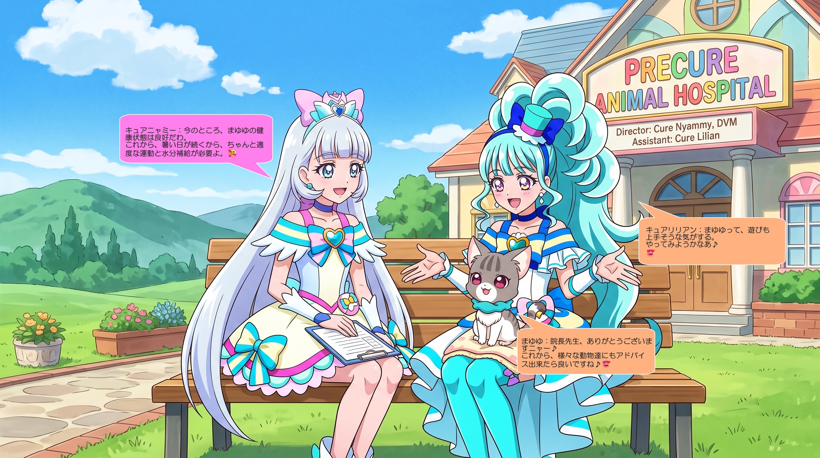 ニャミー院長とリリアン、まゆゆを可愛がる