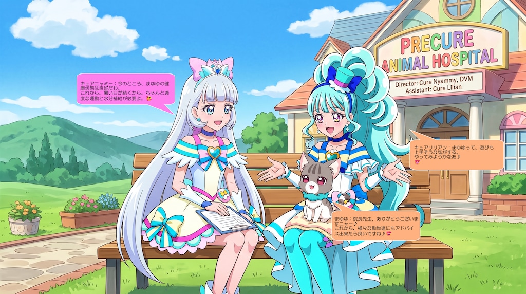 ニャミー院長とリリアン、まゆゆを可愛がる