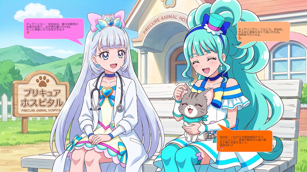 ニャミー院長とリリアン、まゆゆを可愛がる
