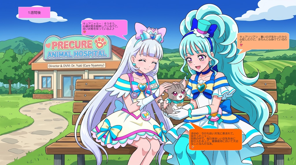 ニャミー院長とリリアン、まゆゆを可愛がる