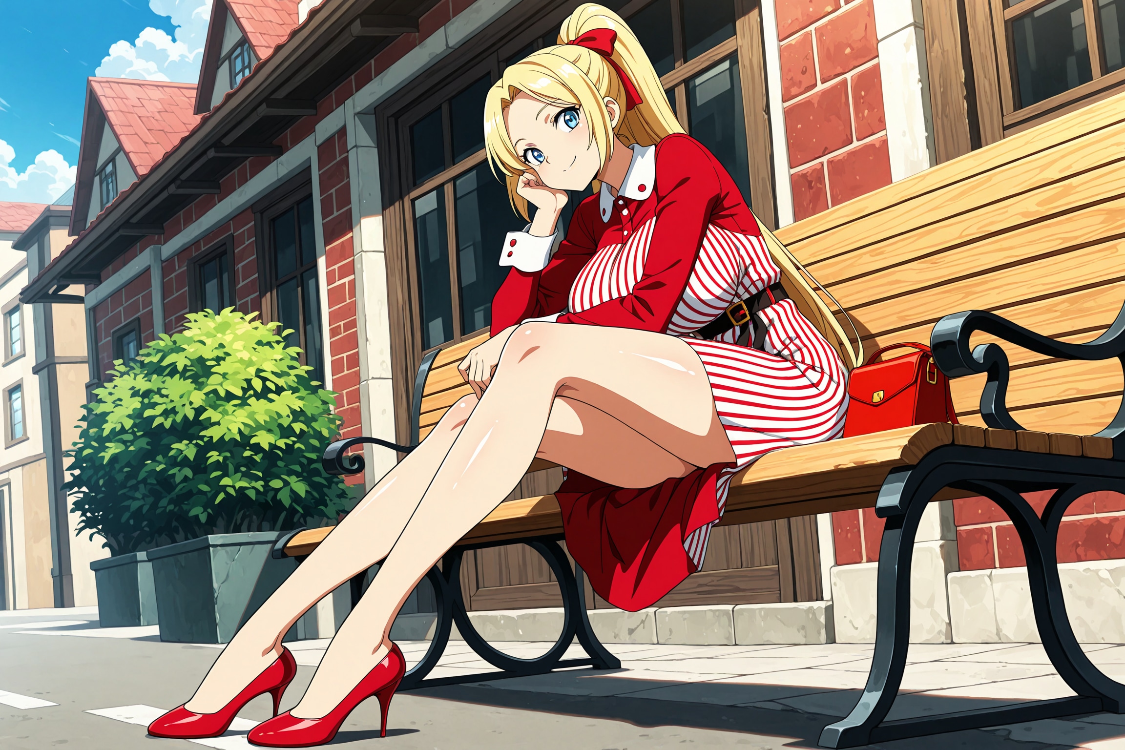 赤のストライプワンピ | の人気AIイラスト・グラビア