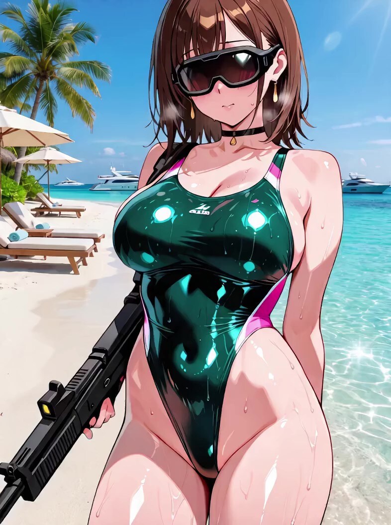 （前編：裏の要人達のリゾートバカンスを護衛する！ハイレグ美少女アンドロイドを倒せ！なパラパラ疑似アニメ💕）爆散させなかったので後にお持ち帰り♪