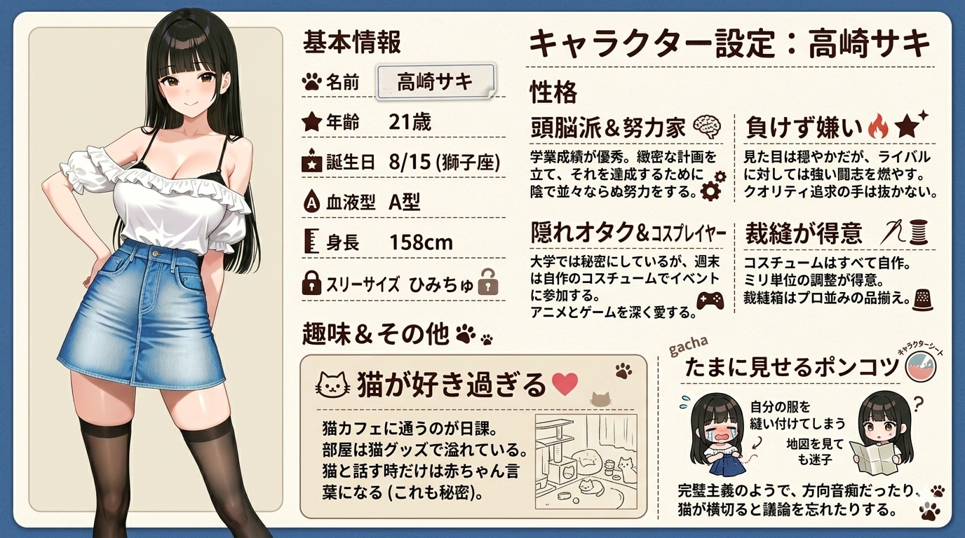 サキちゃんのキャラクターシート
