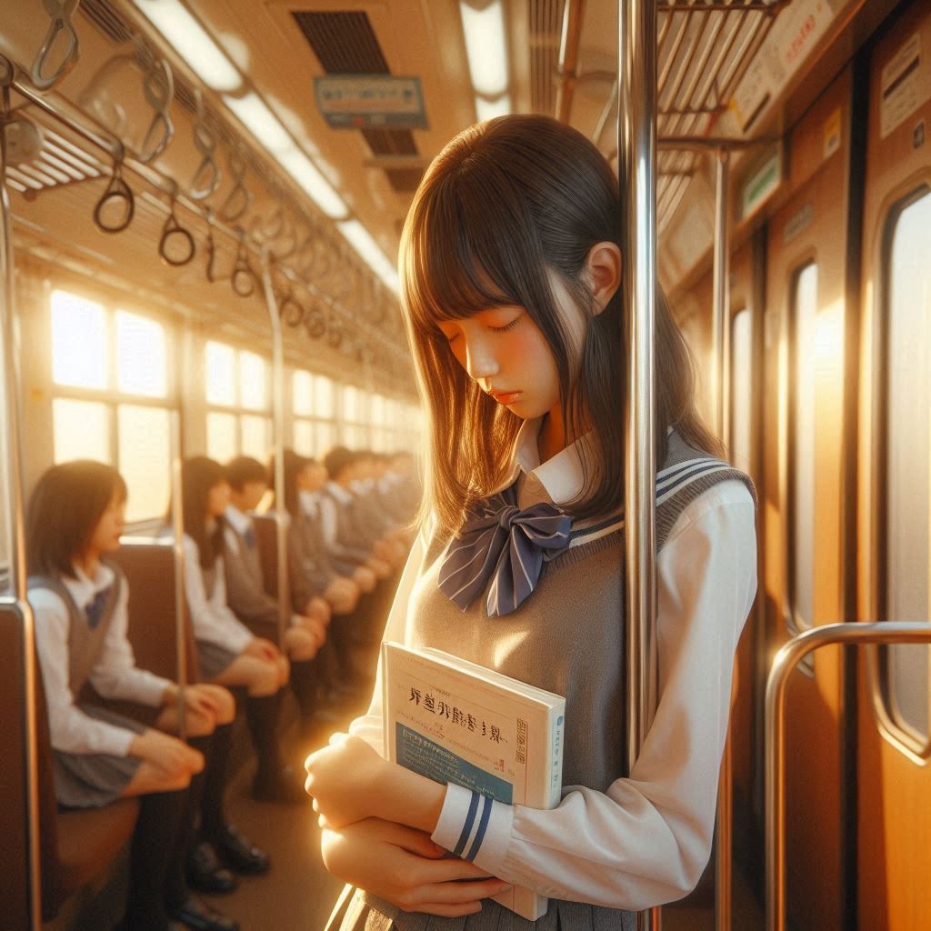 立ったまま眠る女子高生