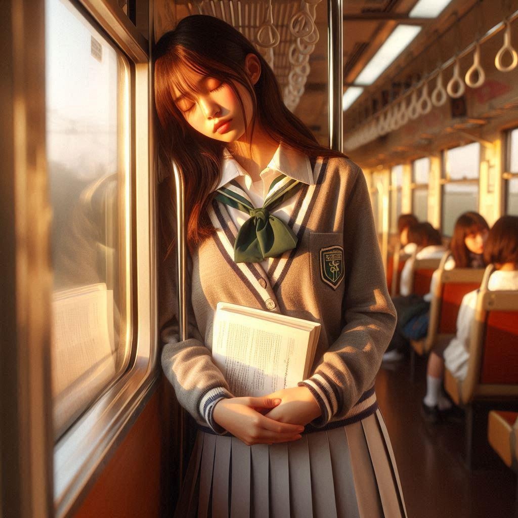 立ったまま眠る女子高生