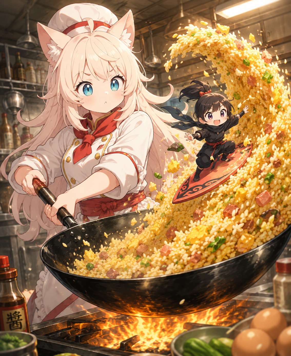 中華鍋と忍者少女 | の人気AIイラスト・グラビア