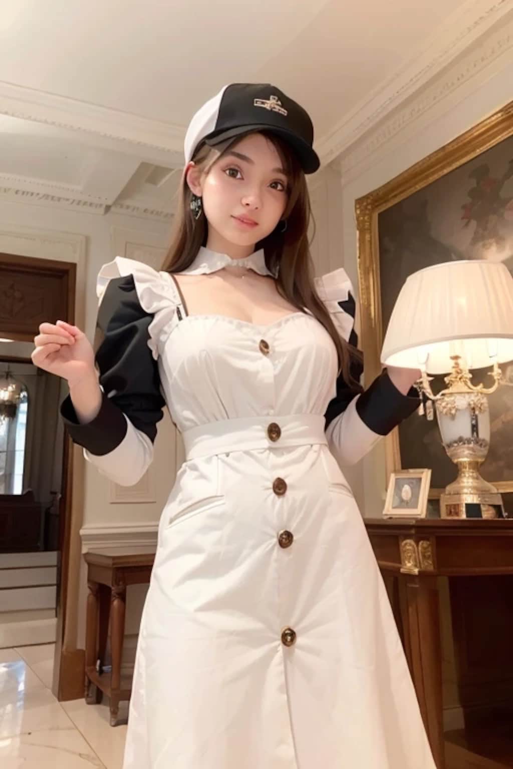 黒髪ロングでメイド服の美女１２５