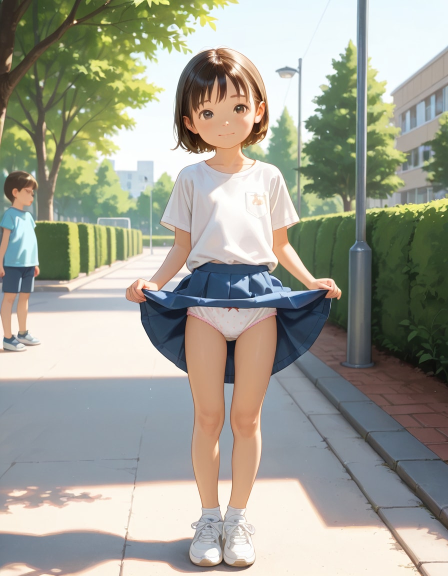 ゆるふわ系女の子のパンティたくし上げとか お子様パンツ