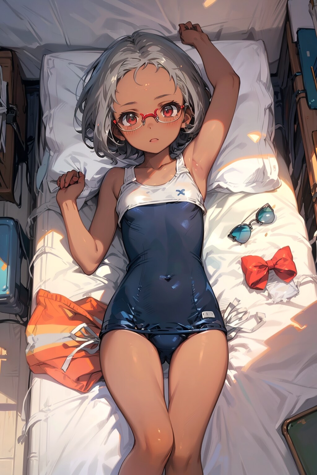 スク水の眼鏡っ娘