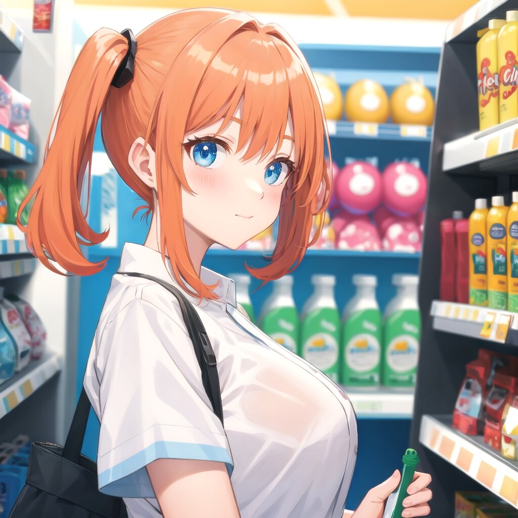 オレンジ髪ツインテールの美女 | の人気AIイラスト・グラビア