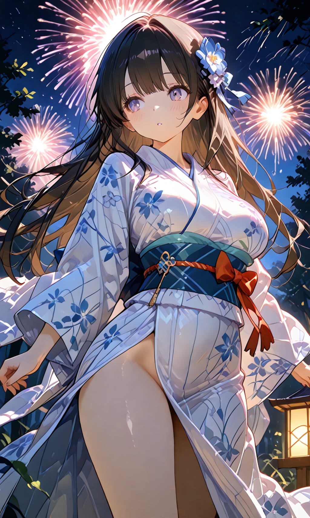 神社で花火