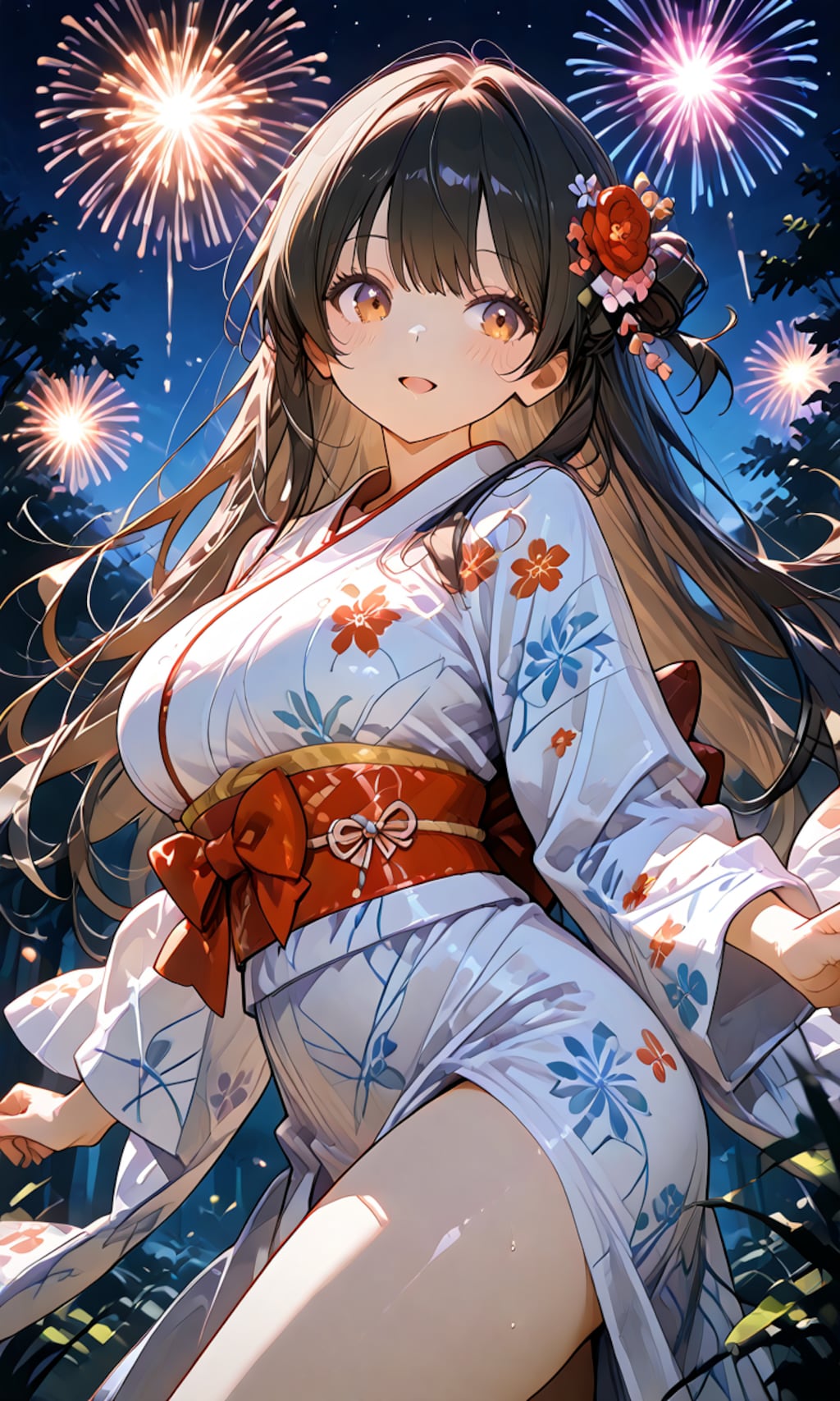 神社で花火