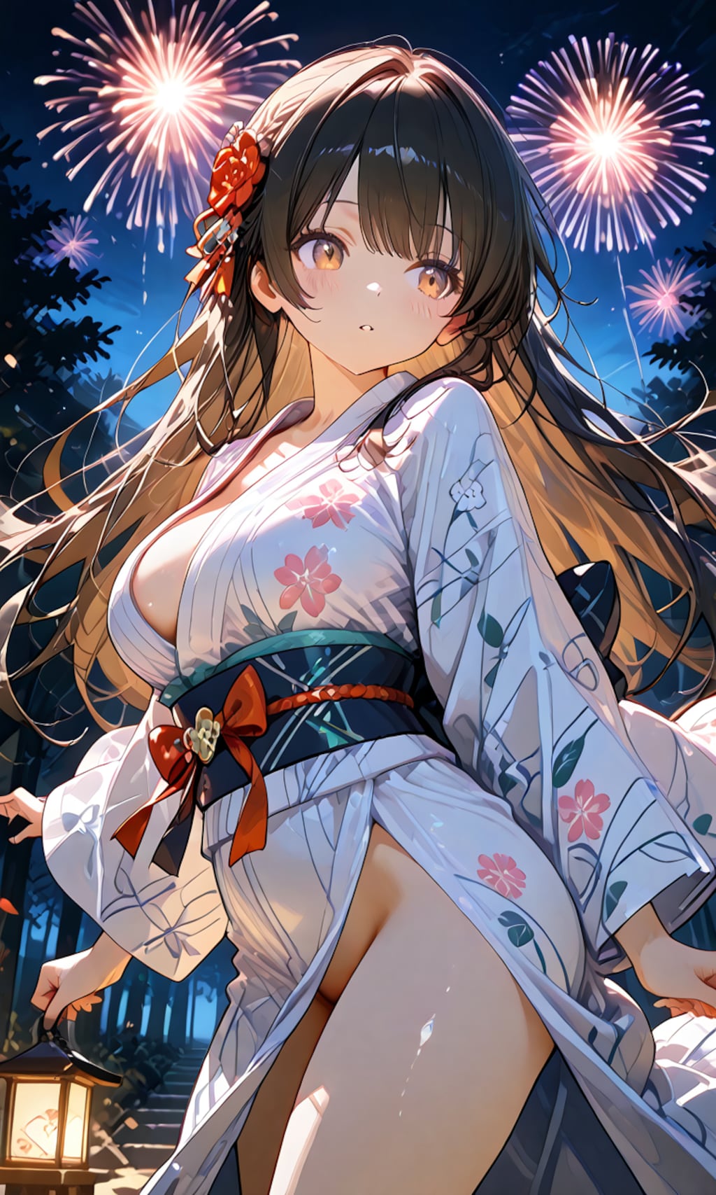 神社で花火