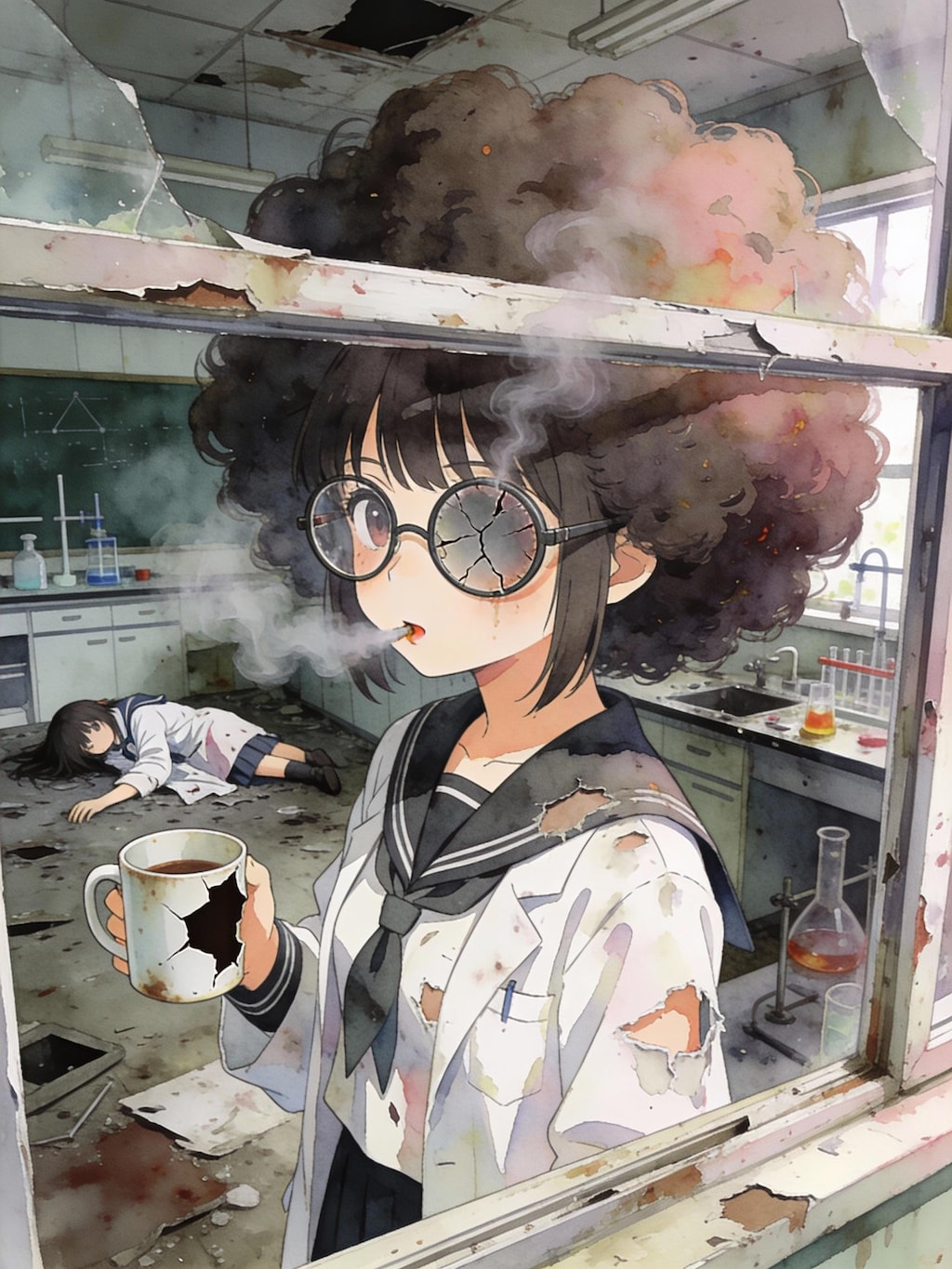 化学実験の少女