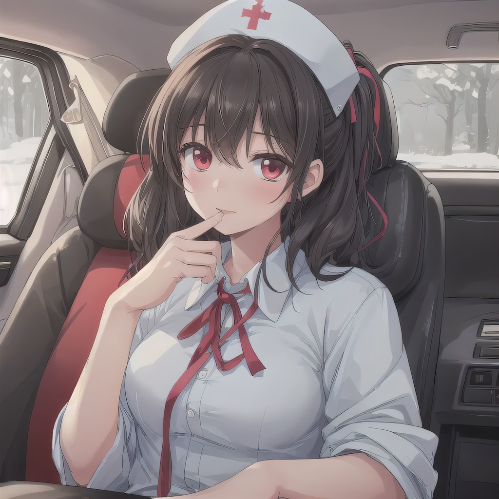 黒髪ロングで車内の少女２３