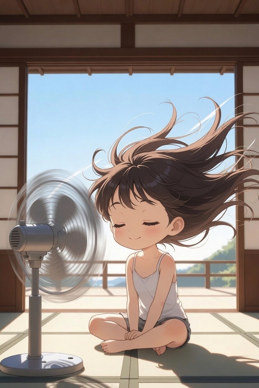 夏の扇風機さいこ～！