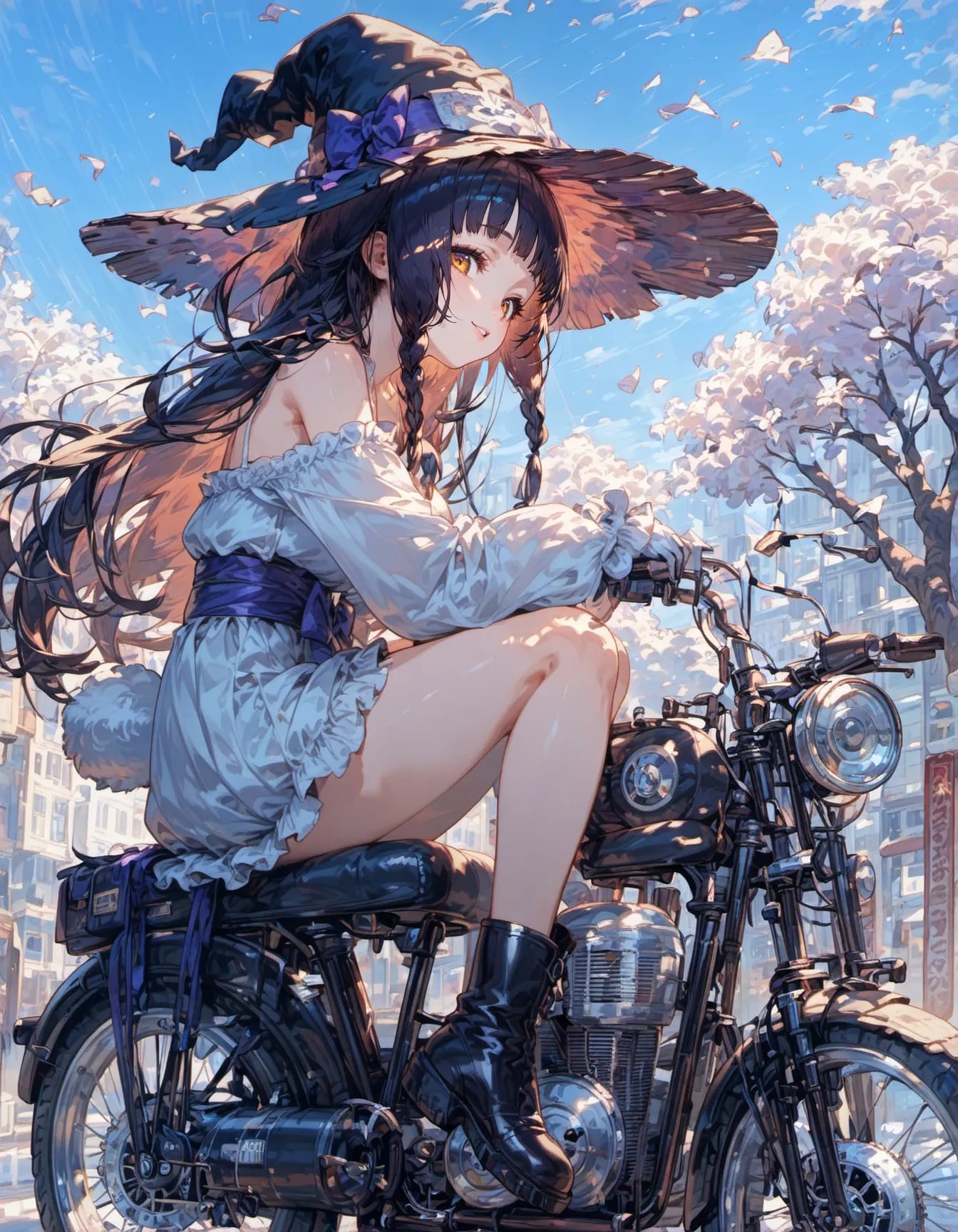 Steel, Petals, and a Passing Season | の人気AIイラスト・グラビア