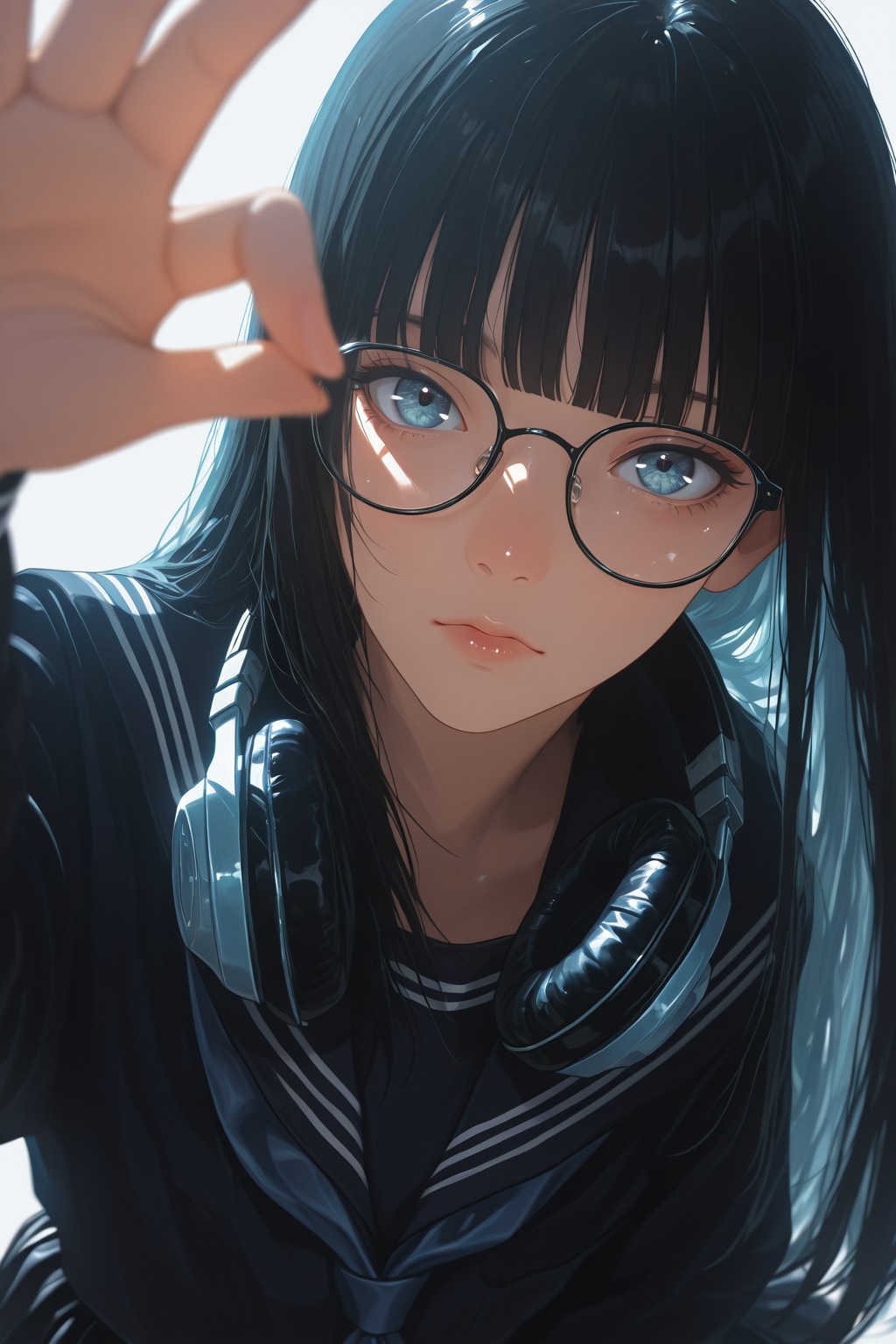 メガネとヘッドフォン