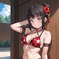 PixAILoRAモデルで見つけたので和風花柄ビキニのダイヤちゃん🔹👙🏖️❤️ 7枚目