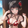 PixAILoRAモデルで見つけたので和風花柄ビキニのダイヤちゃん🔹👙🏖️❤️ 8枚目