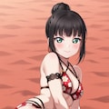 PixAILoRAモデルで見つけたので和風花柄ビキニのダイヤちゃん🔹👙🏖️❤️ 11枚目