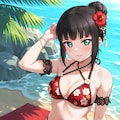 PixAILoRAモデルで見つけたので和風花柄ビキニのダイヤちゃん🔹👙🏖️❤️ 5枚目