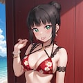 PixAILoRAモデルで見つけたので和風花柄ビキニのダイヤちゃん🔹👙🏖️❤️ 10枚目