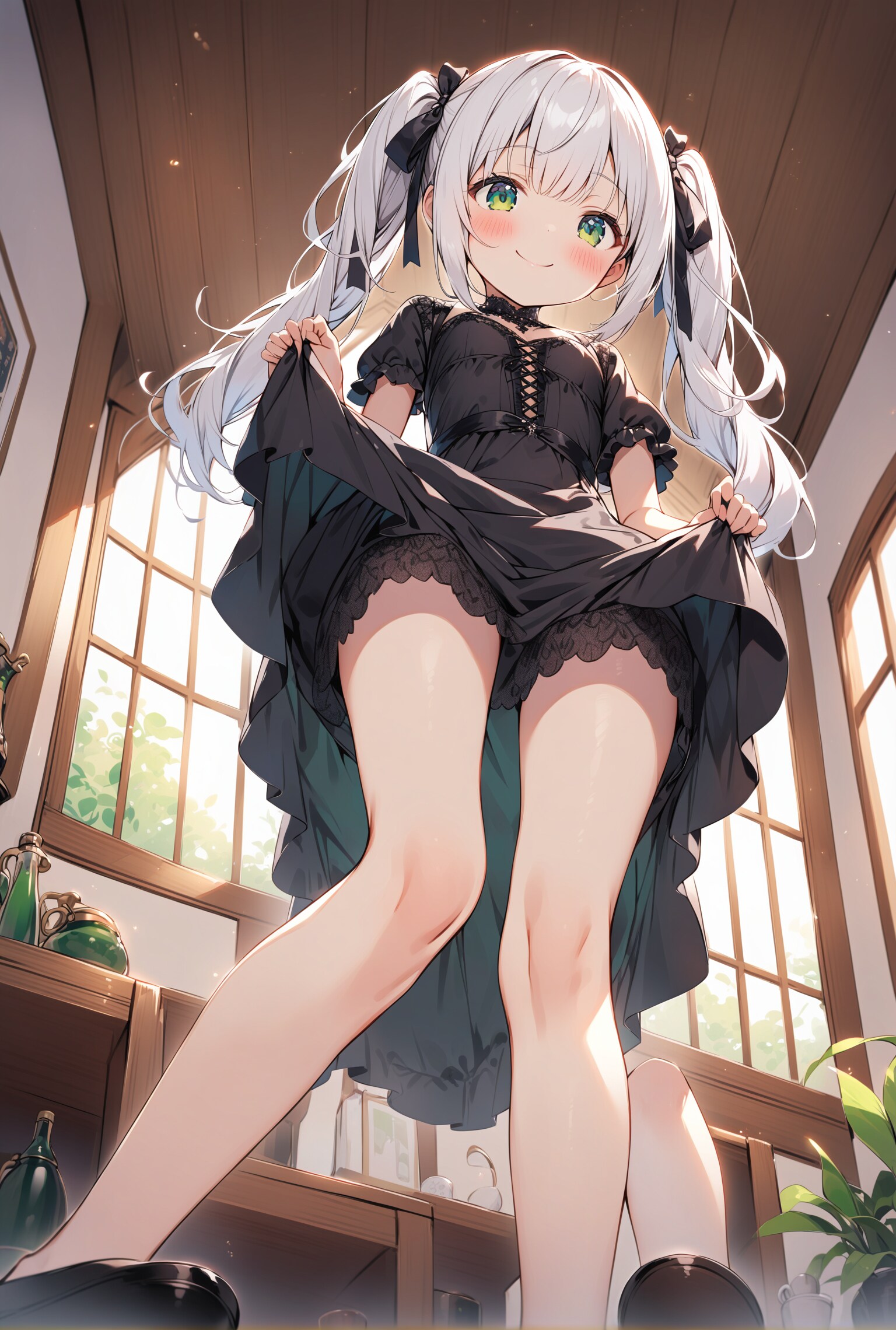下からアングル女の子