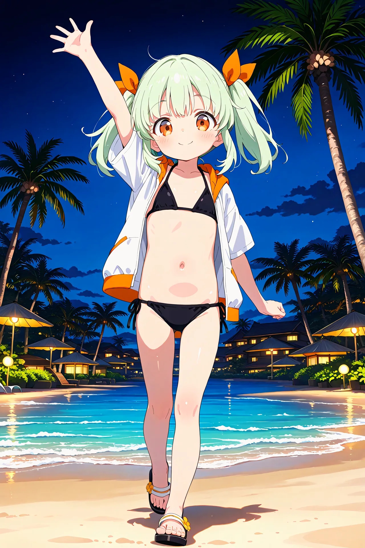 りおちゃんと夜の海