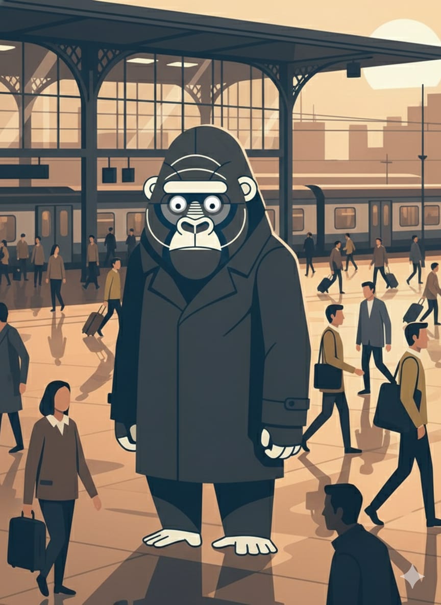 3位 駅前で待ち合わせをしているセンチメンタルゴリラ | の人気AIイラスト・グラビア