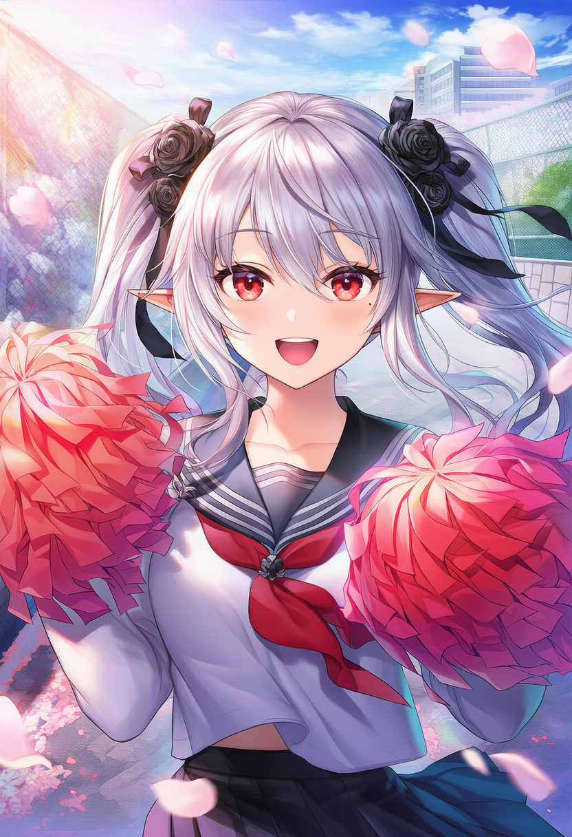 エルフ制服チアガール | の人気AIイラスト・グラビア